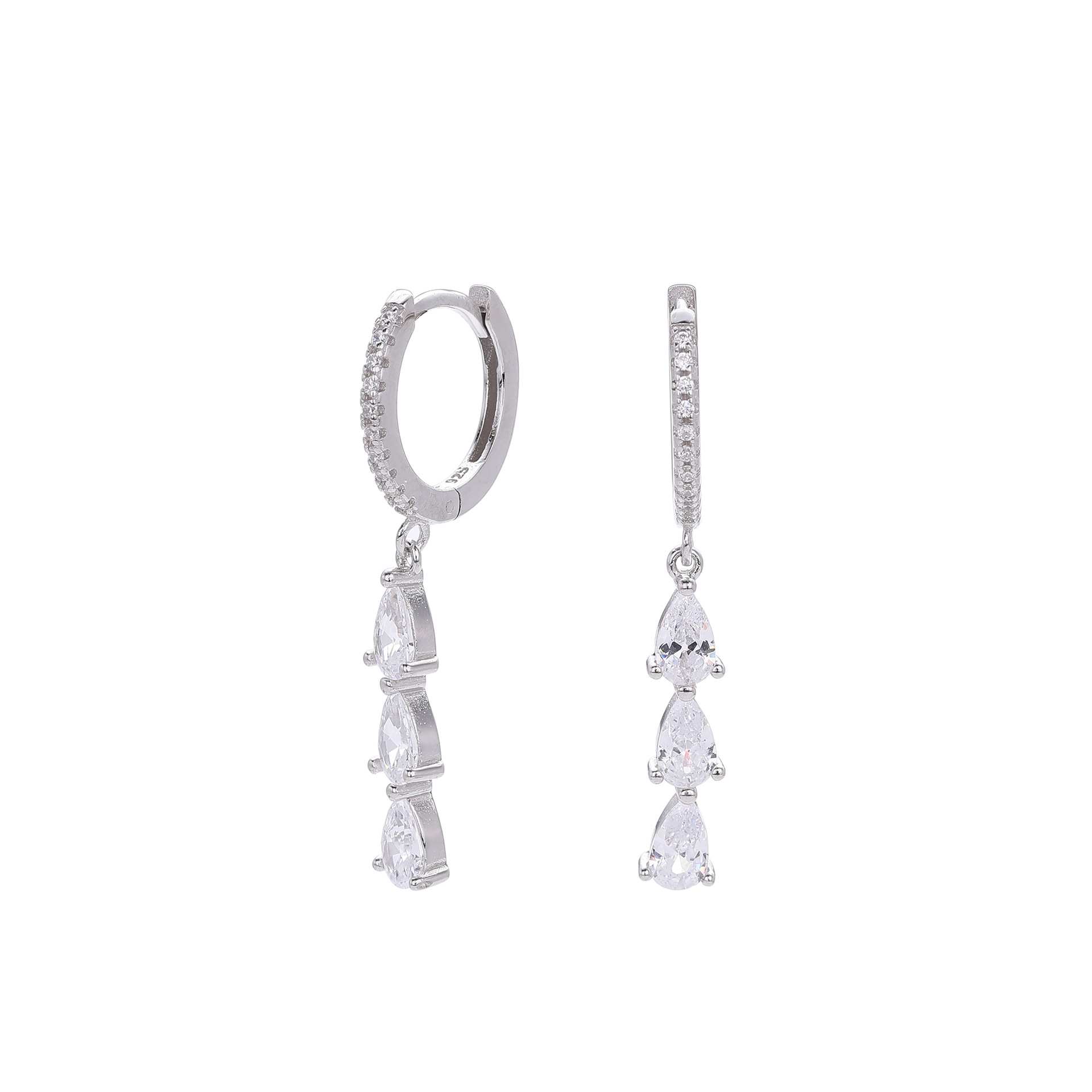 S925 Sterling Silver Water Drop Earrings with Inlaid Zircon Design - Image 5