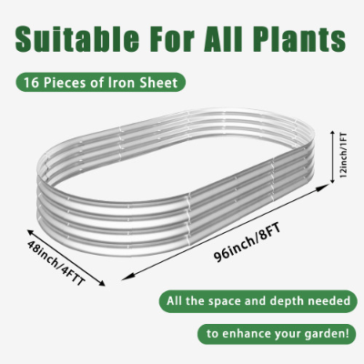 2Pcs 8x4x1ft Galvanized Raised Garden Bed Kit - Heavy Duty, Rust-Resistant Planter for Vegetables, Flowers & Herbs, Easy Assembly for Outdoor Use - Image 2