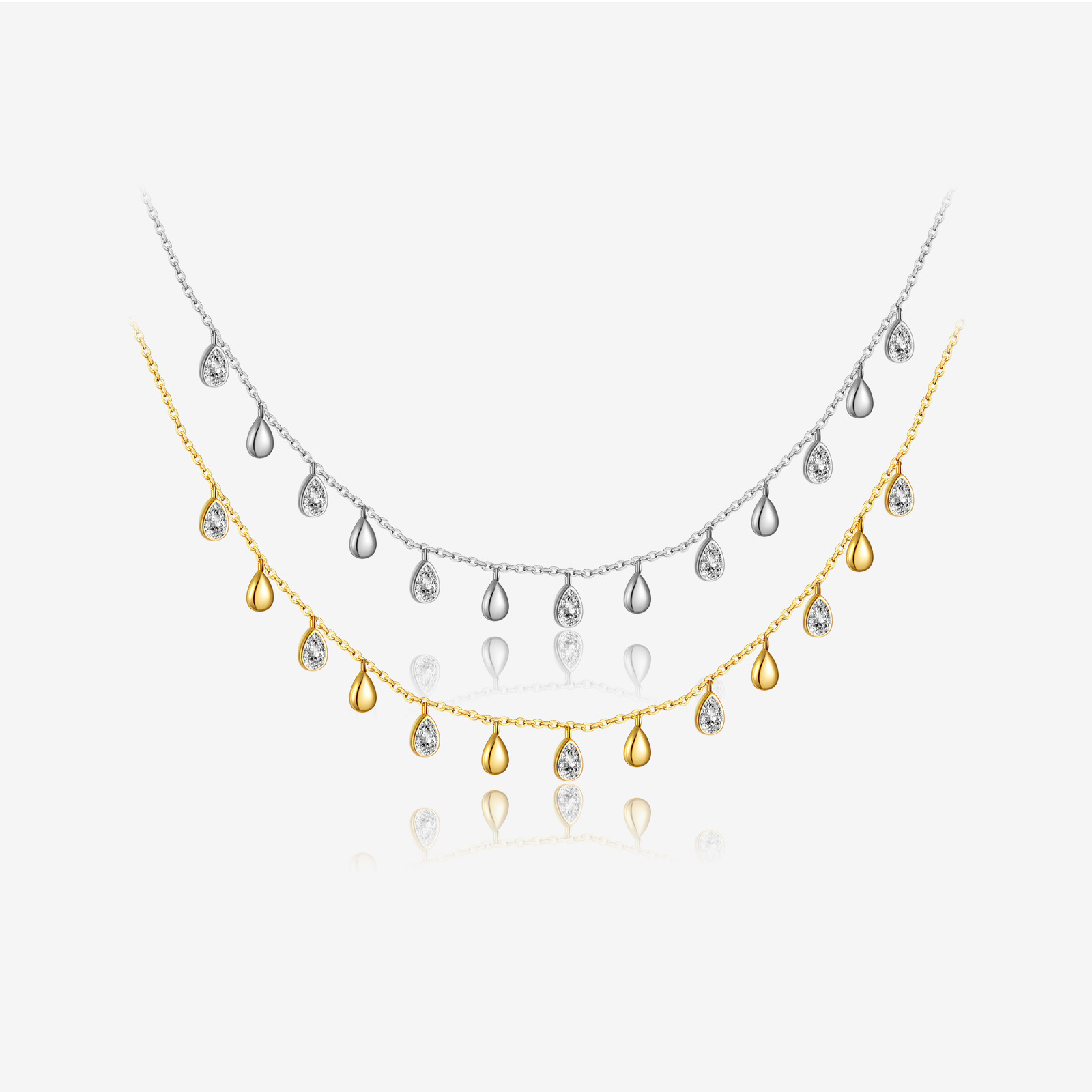 S925 Sterling Silver Pear-Shaped Zircon Drop Pendant Long Necklace for Scarves - Image 2