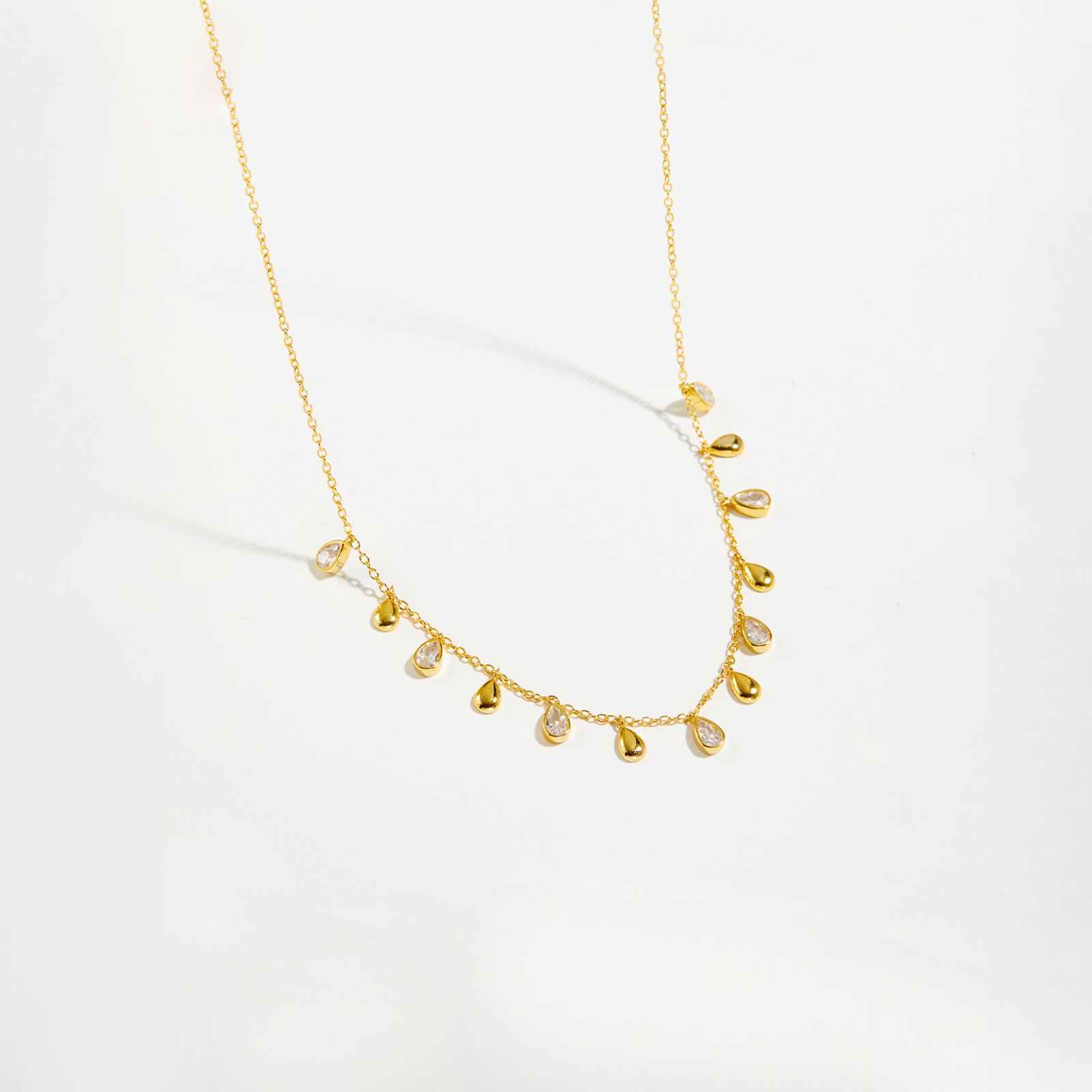 S925 Sterling Silver Pear-Shaped Zircon Drop Pendant Long Necklace for Scarves - Image 4