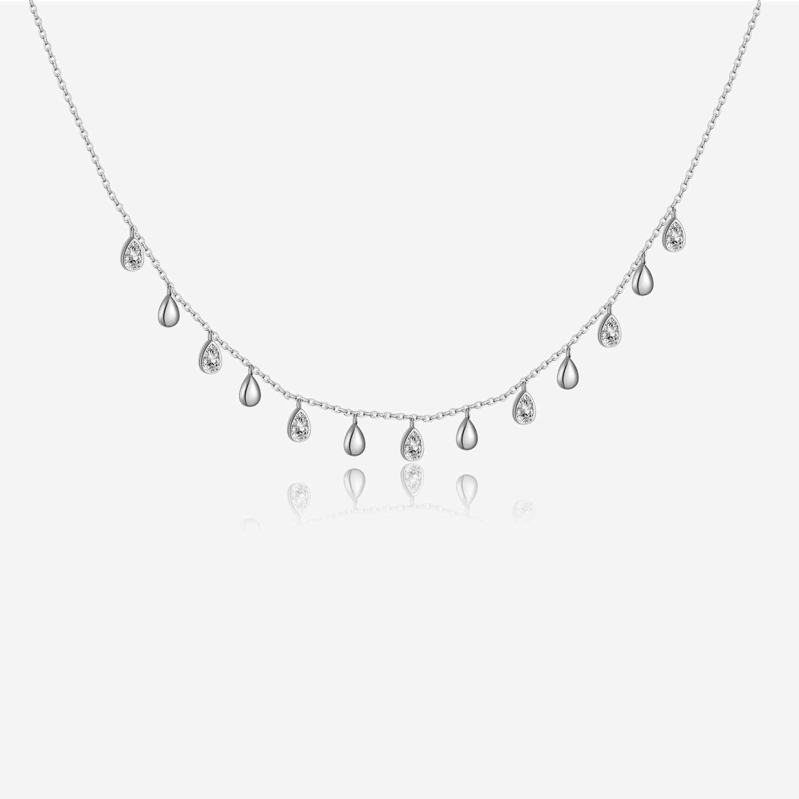 S925 Sterling Silver Pear-Shaped Zircon Drop Pendant Long Necklace for Scarves - Image 6