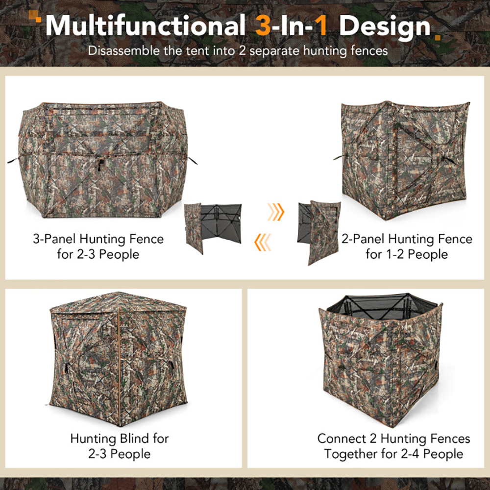 5-IN-1 Detachable Hunting Blind for 2-3 People with Skylight - Ultimate Outdoor Gear - Image 8