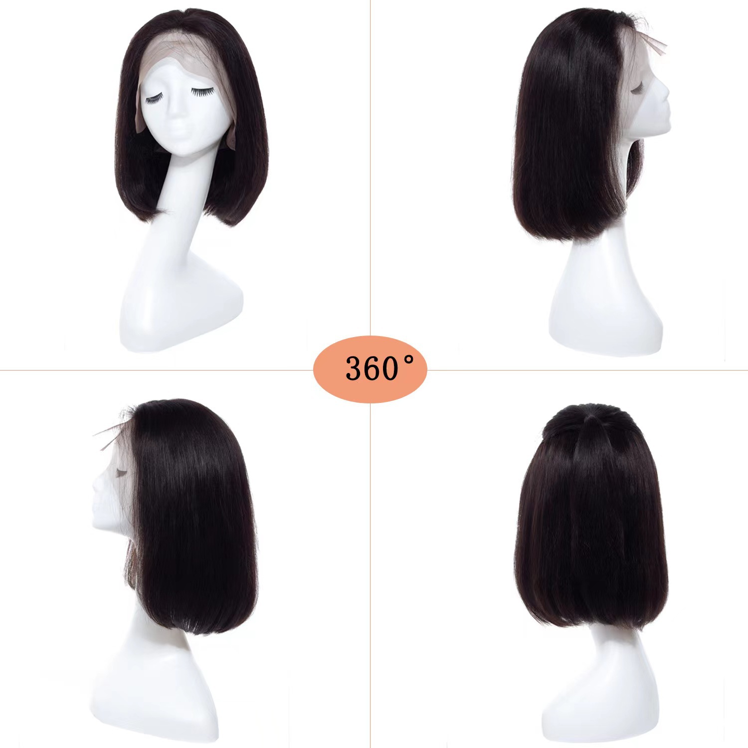 134 Front Lace Bobo Bob Haircut - Natural Color Full Human Hair Wig - Image 2