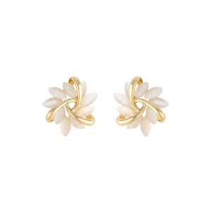 Cat's Eye Flower Earrings | Opal Square & Triangle Geometry Design