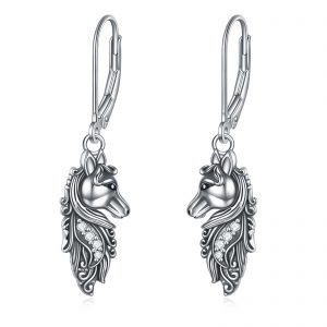 Sterling Silver Horse Dangle Drop Leverback Earrings - Perfect Jewelry Gifts