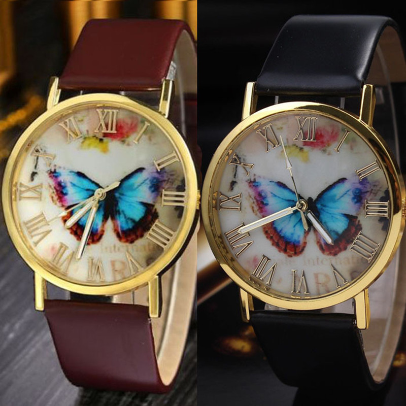 Roman Scale Butterfly Belt Watch - Stylish Universal Gold Shell Timepiece - Image 2