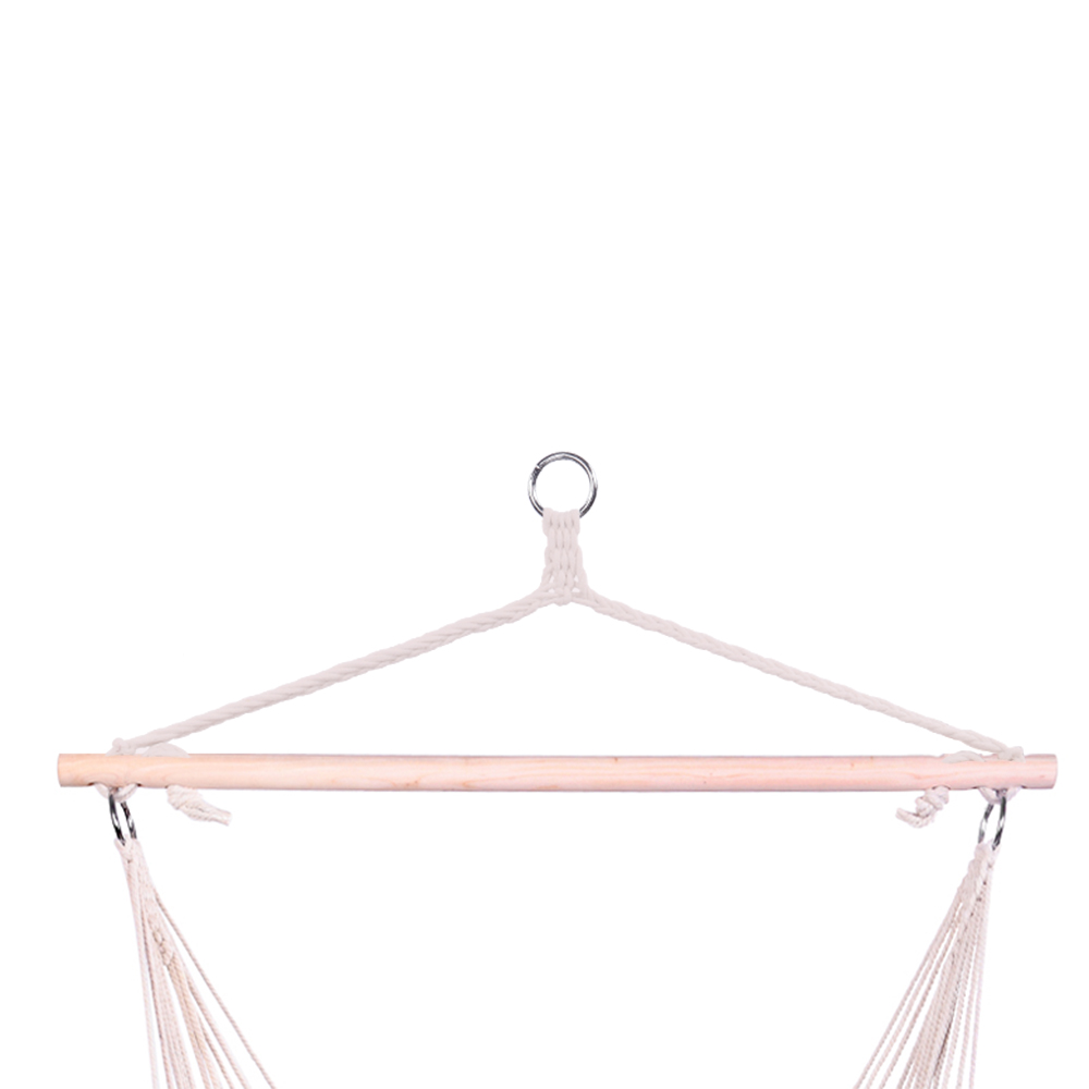 Set of Two Beige Cotton Rope Hanging Chairs for Stylish Relaxation