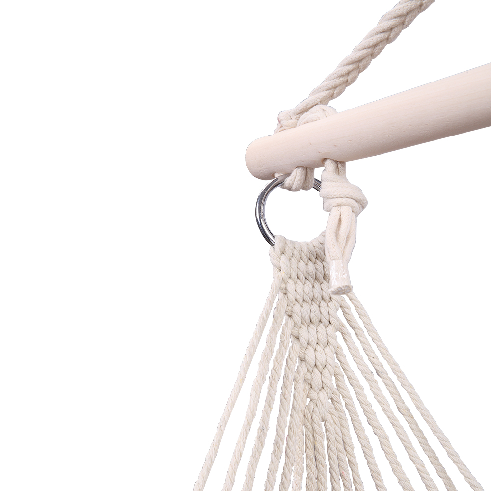 Set of Two Beige Cotton Rope Hanging Chairs for Stylish Relaxation - Image 4