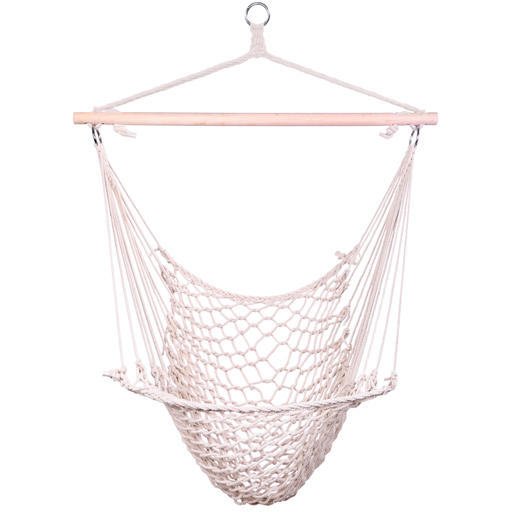 Set of Two Beige Cotton Rope Hanging Chairs for Stylish Relaxation - Image 20