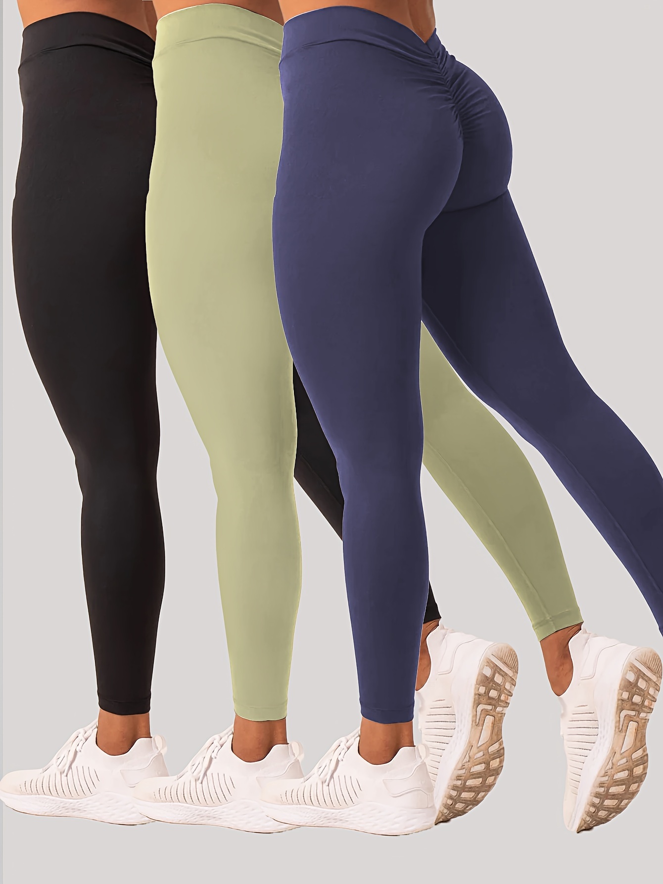 3 Pack Women's High Waist Yoga Leggings - Moisture-Wicking & Stretchy for Fitness and Outdoor Activities - Image 21