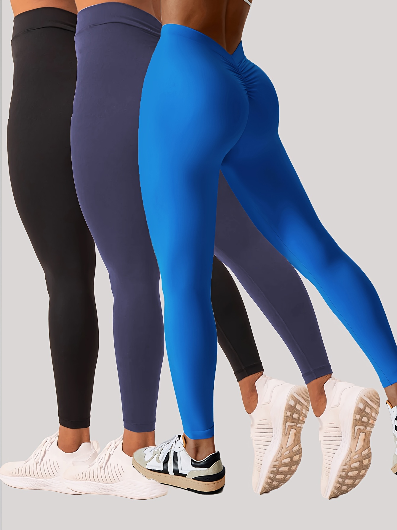3 Pack Women's High Waist Yoga Leggings - Moisture-Wicking & Stretchy for Fitness and Outdoor Activities - Image 38