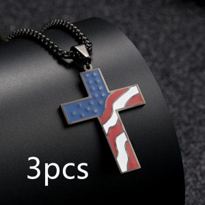 Stylish Flag Cross Necklace - Elegant Religious Jewelry for Every Occasion