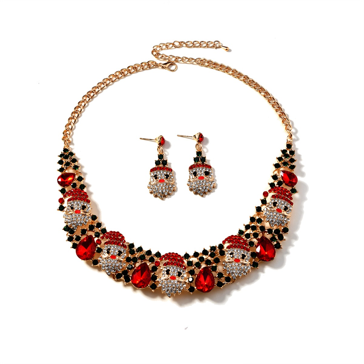 3pcs Christmas Jewelry Set: Fashionable Shiny Santa Claus Necklace & Rhinestone Earrings for Women - Image 5