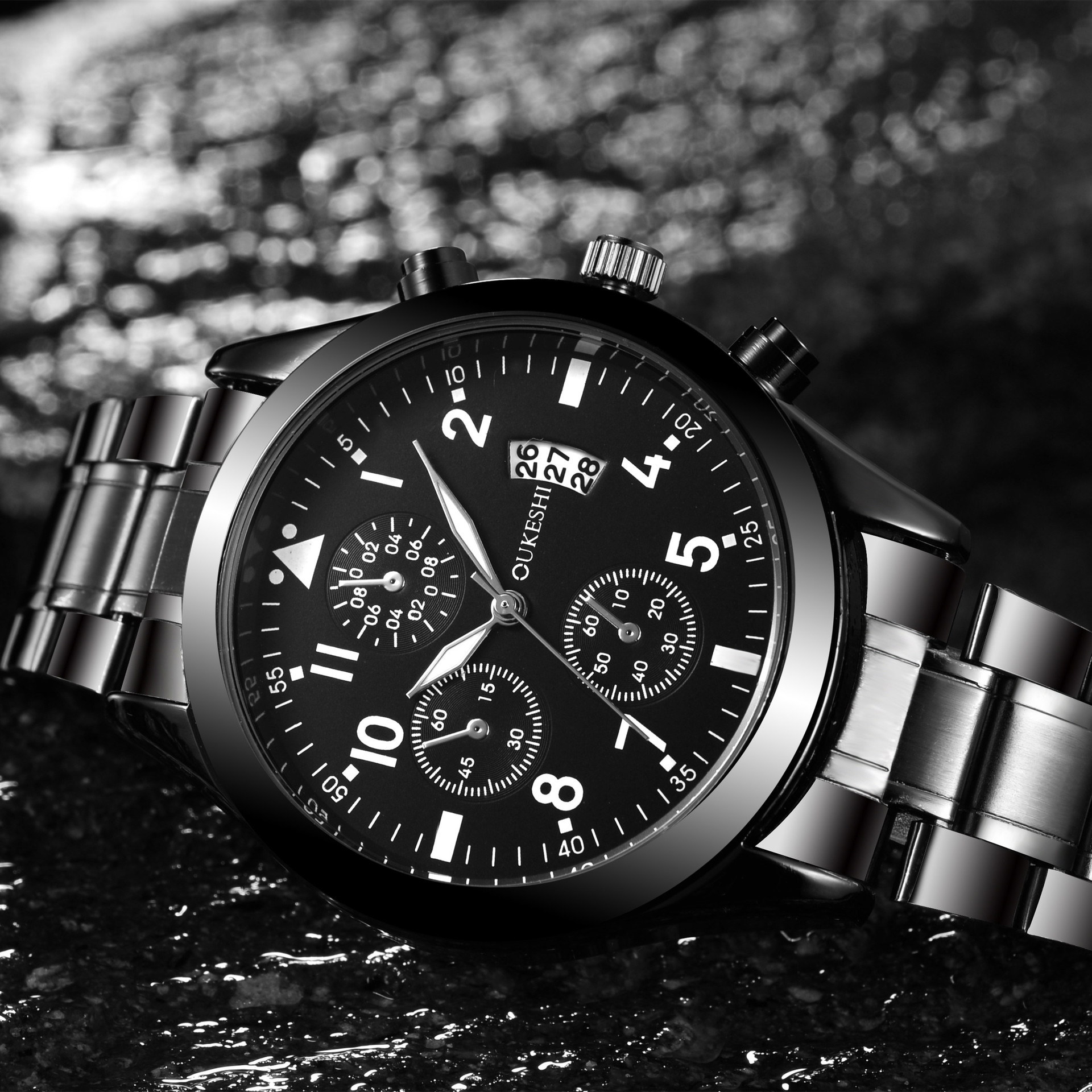 Durable Waterproof Calendar Steel Band Watch for Timely Precision - Image 3