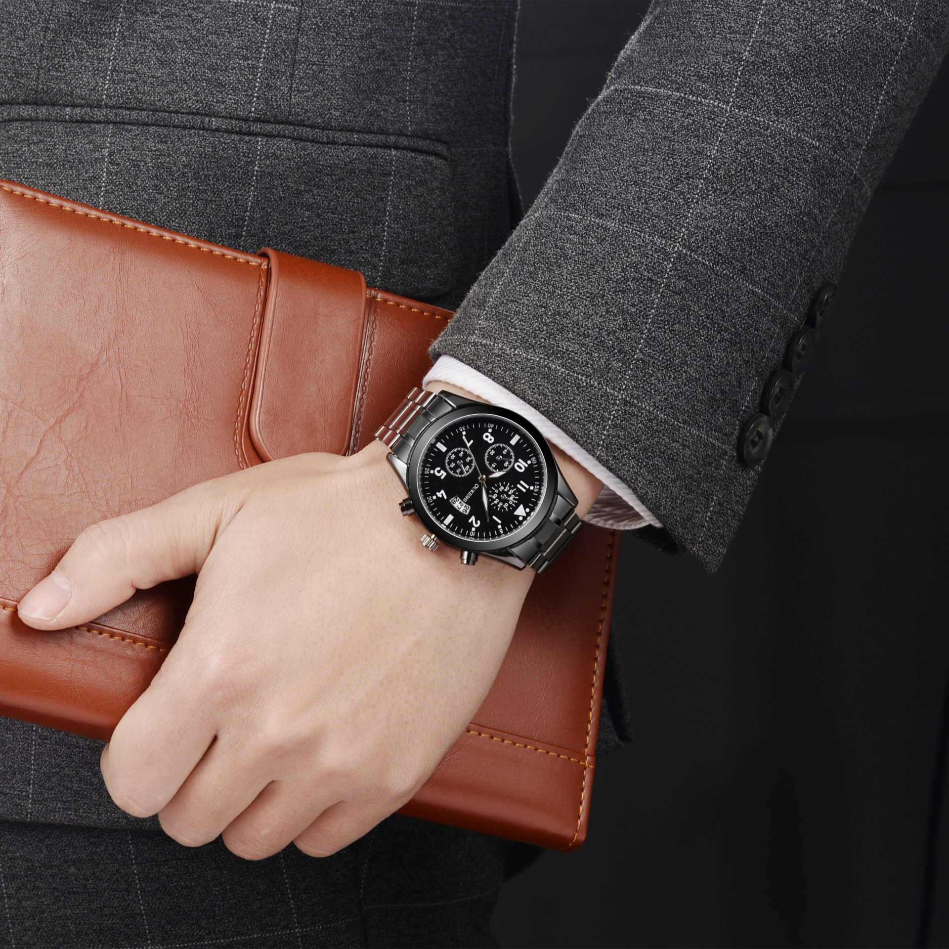 Durable Waterproof Calendar Steel Band Watch for Timely Precision - Image 5