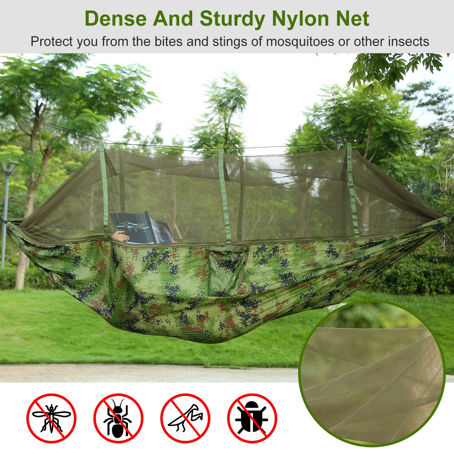 Portable Double Camping Hammock with Bug Net - Ideal for Outdoor Adventures - Image 3