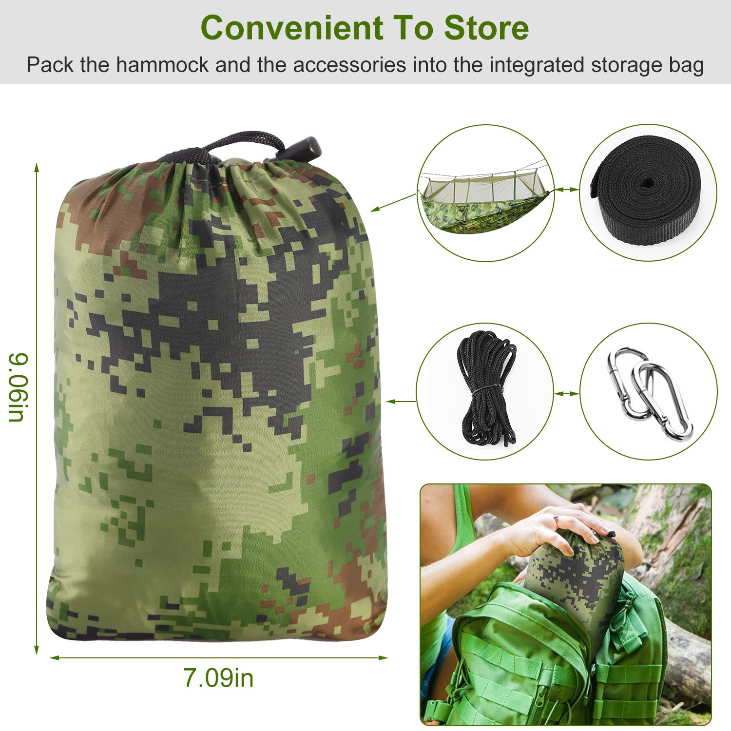 Portable Double Camping Hammock with Bug Net - Ideal for Outdoor Adventures - Image 4