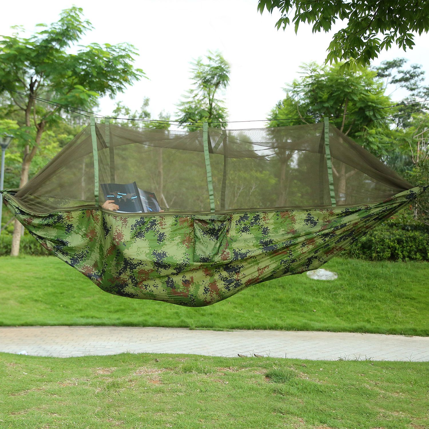 Portable Double Camping Hammock with Bug Net - Ideal for Outdoor Adventures - Image 7