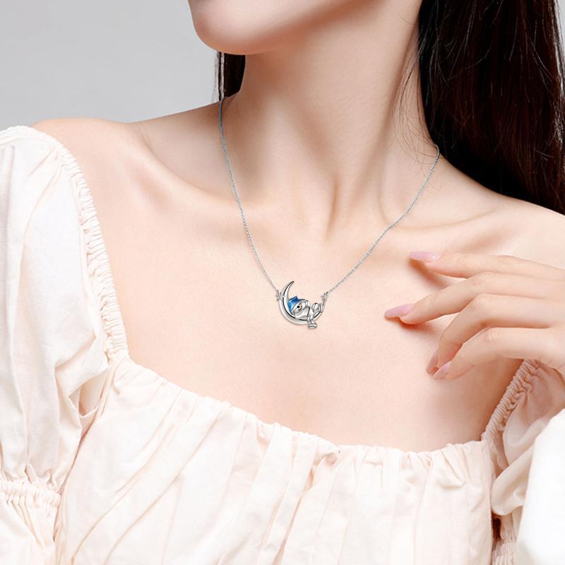 Sterling Silver Bear Necklace with Moon Pendant - Adorable Animal Jewelry Gifts for Women - Image 4