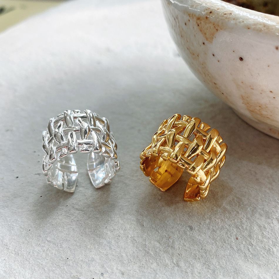 Woven Ring for Women - European & American Hollow Cross Wide Design Simple Ring - Image 2