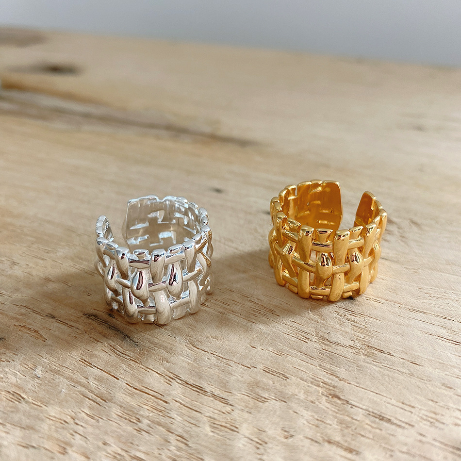 Woven Ring for Women - European & American Hollow Cross Wide Design Simple Ring - Image 3