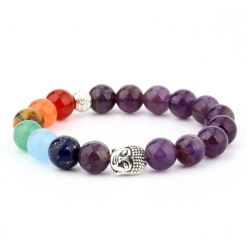 6mm Natural Stone Green Dongling Red Agate Yoga Chakra Bracelet with Buddha Head & Volcanic Stone Beads - Image 2