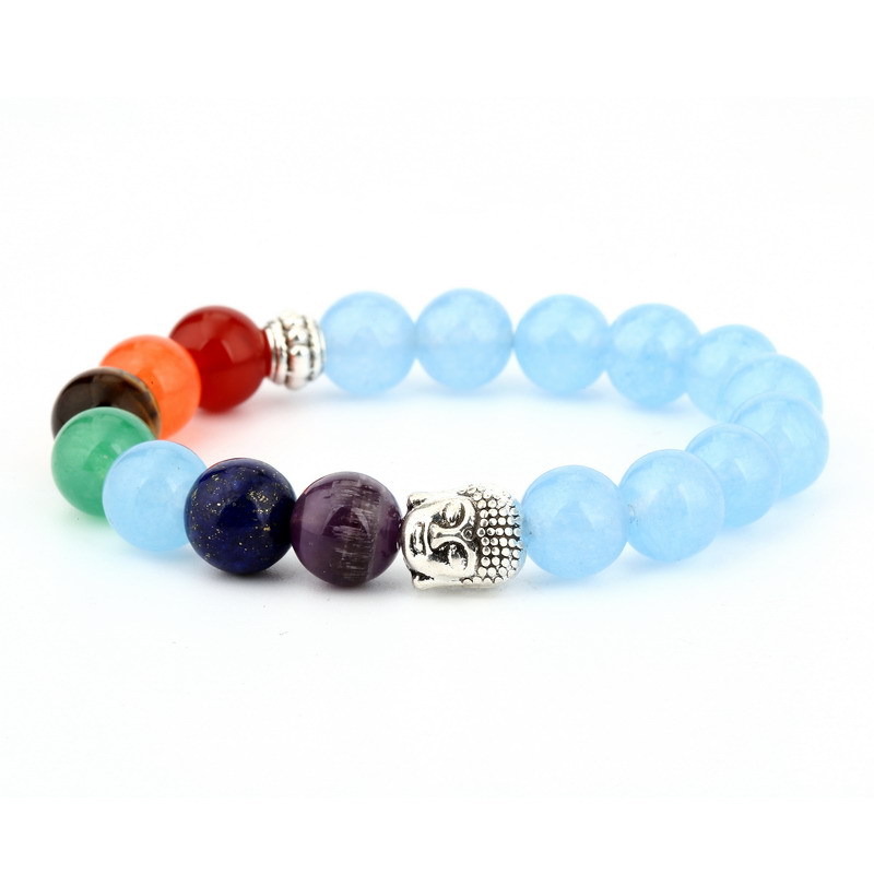 6mm Natural Stone Green Dongling Red Agate Yoga Chakra Bracelet with Buddha Head & Volcanic Stone Beads - Image 4
