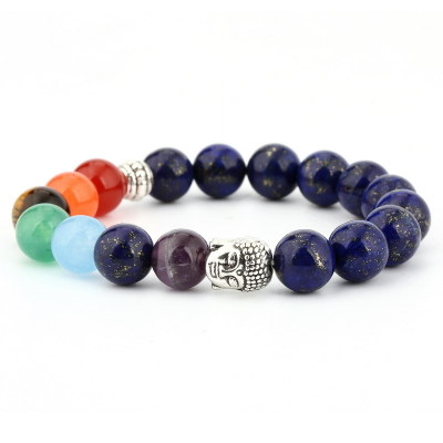 6mm Natural Stone Green Dongling Red Agate Yoga Chakra Bracelet with Buddha Head & Volcanic Stone Beads - Image 5