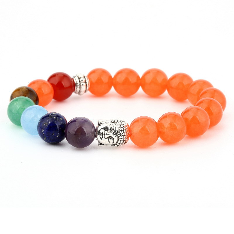6mm Natural Stone Green Dongling Red Agate Yoga Chakra Bracelet with Buddha Head & Volcanic Stone Beads - Image 7
