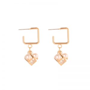 Stunning Pearl Cube Crystal Zircon Earrings - Elegant Jewelry for Every Occasion