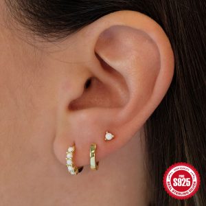 925 Sterling Silver Opal and Diamond Suit Earrings for Elegant Style