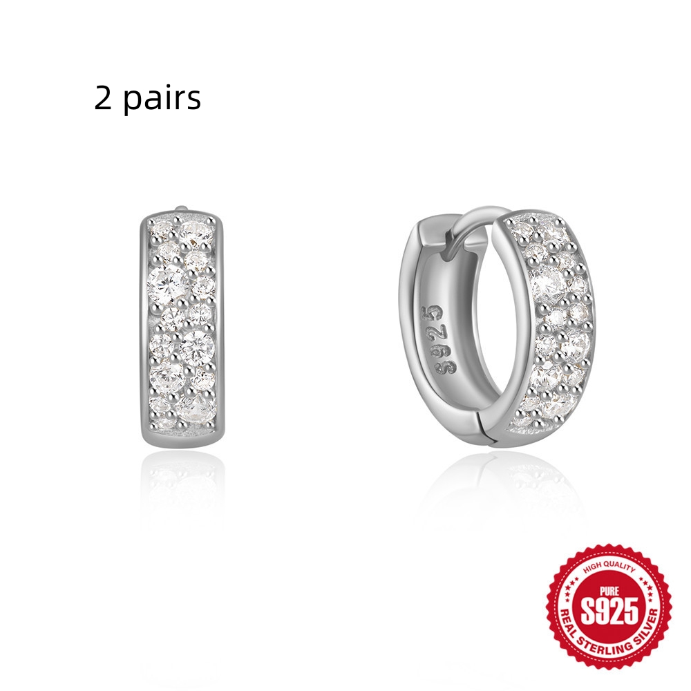 925 Sterling Silver Heart-Shaped Diamond Earclip Earrings - Elegant Jewelry Accessory - Image 4