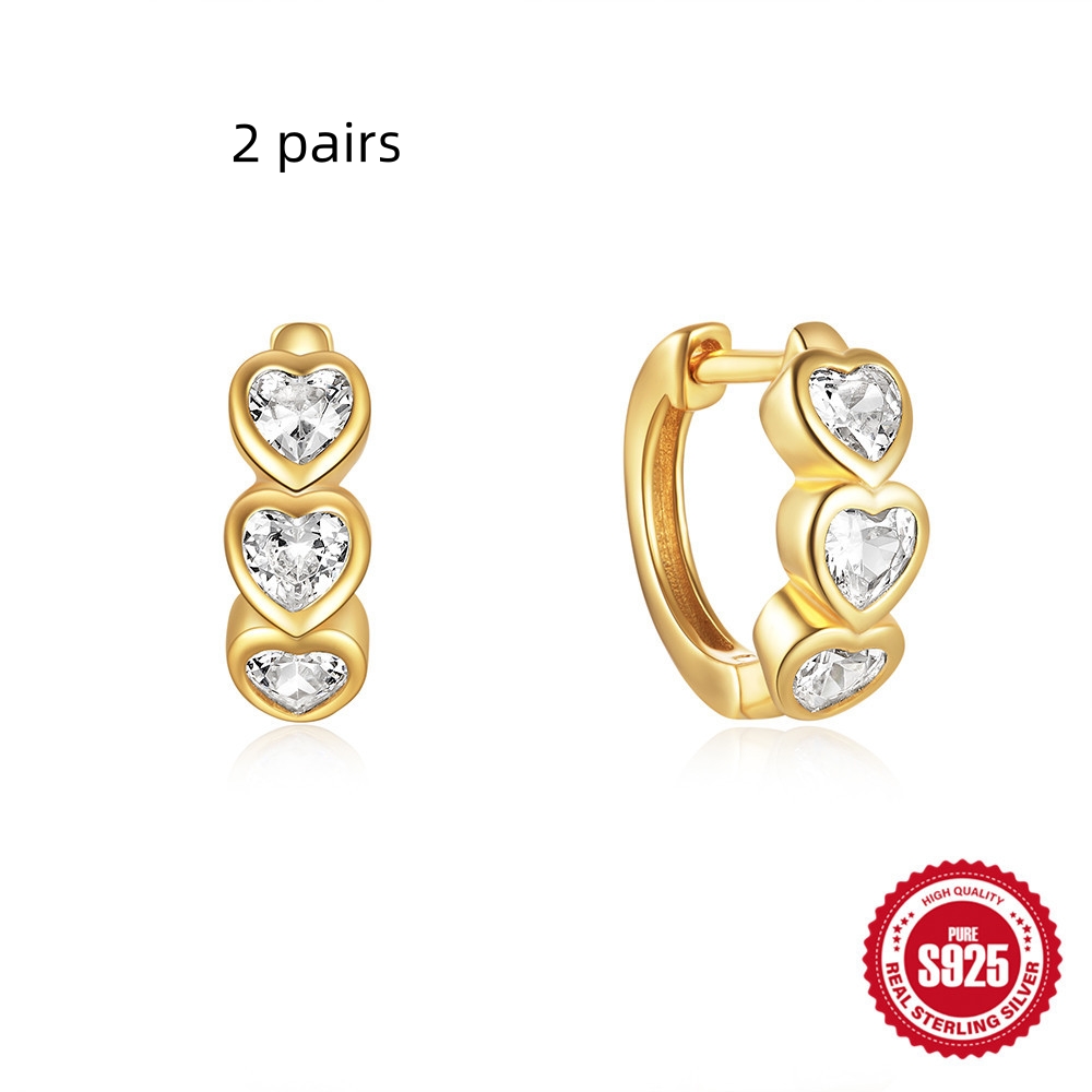 925 Sterling Silver Heart-Shaped Diamond Earclip Earrings - Elegant Jewelry Accessory - Image 8