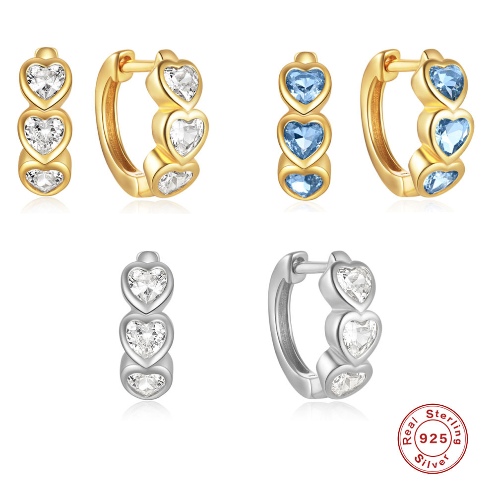 925 Sterling Silver Heart-Shaped Diamond Earclip Earrings - Elegant Jewelry Accessory - Image 11