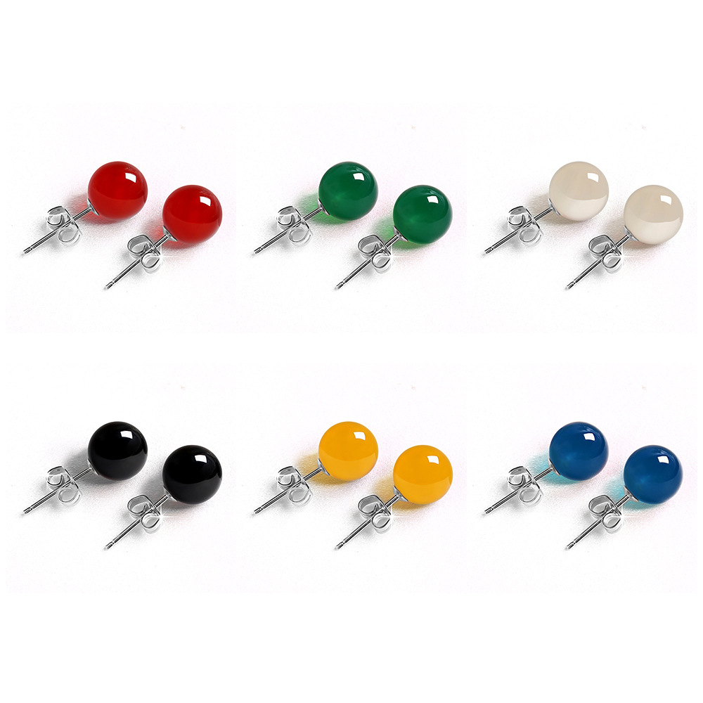 Stylish Female Minimalist Pure Silver Red Agate Earrings for Chic Elegance - Image 5