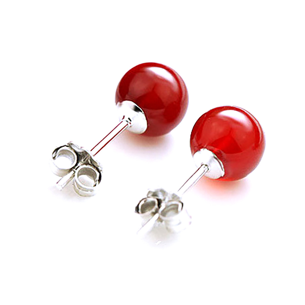 Stylish Female Minimalist Pure Silver Red Agate Earrings for Chic Elegance - Image 8