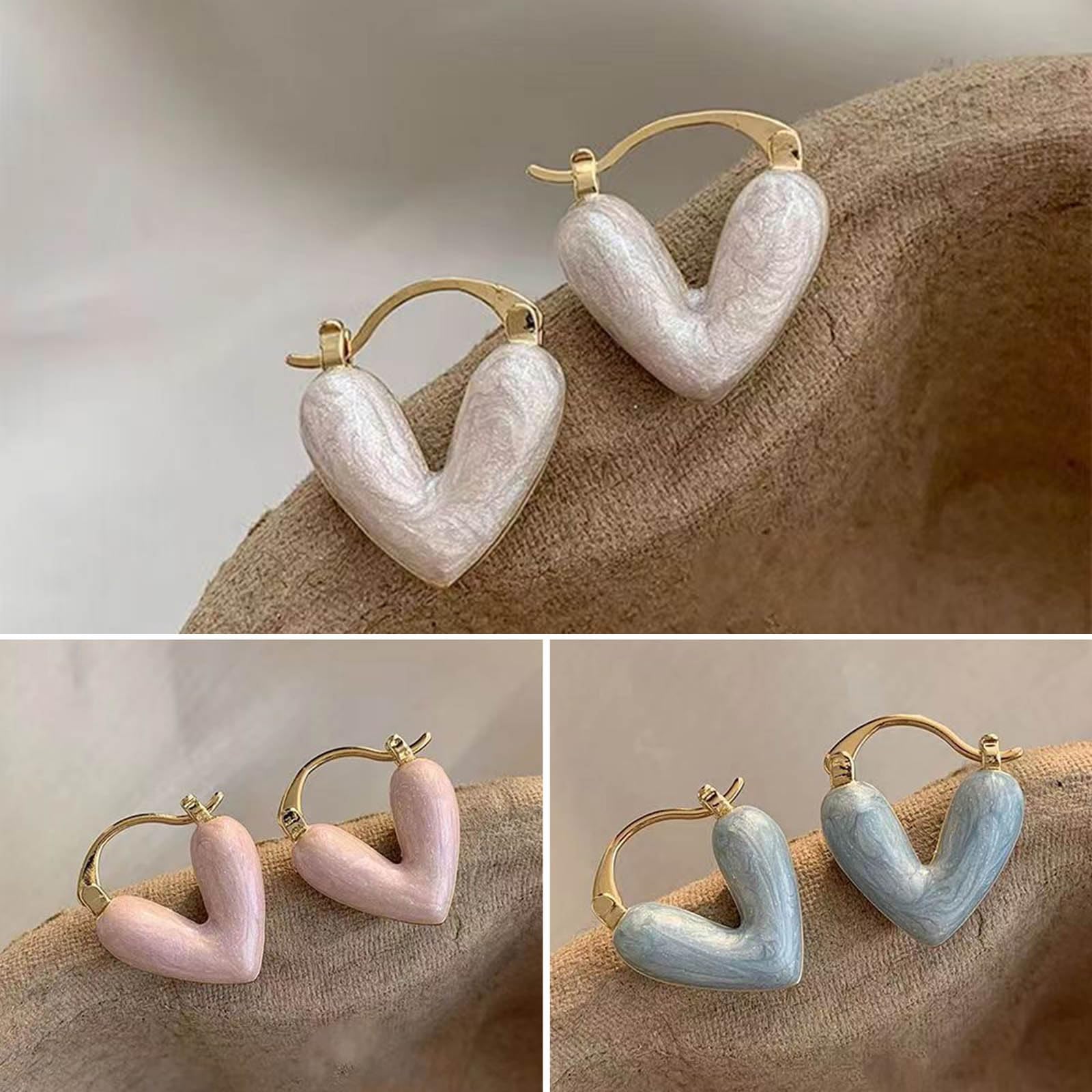 Stylish Heart Pendant Drop Earrings for Women - Luxury Enamel Jewelry Vacation Accessories - Image 2