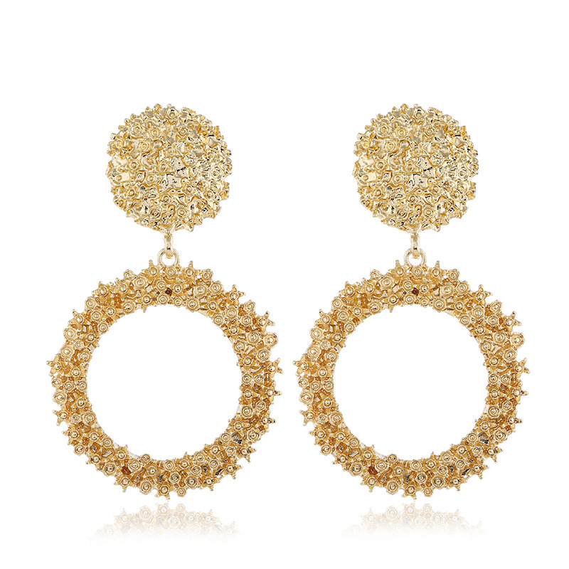 Elegant Geometric Relief Flower Earrings for a Stylish Look