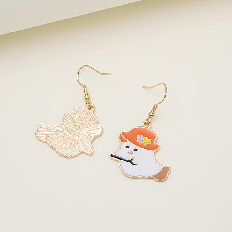 Adorable Halloween Pumpkin Earrings - Spooky Oil Drip Alloy Jewelry - Image 2