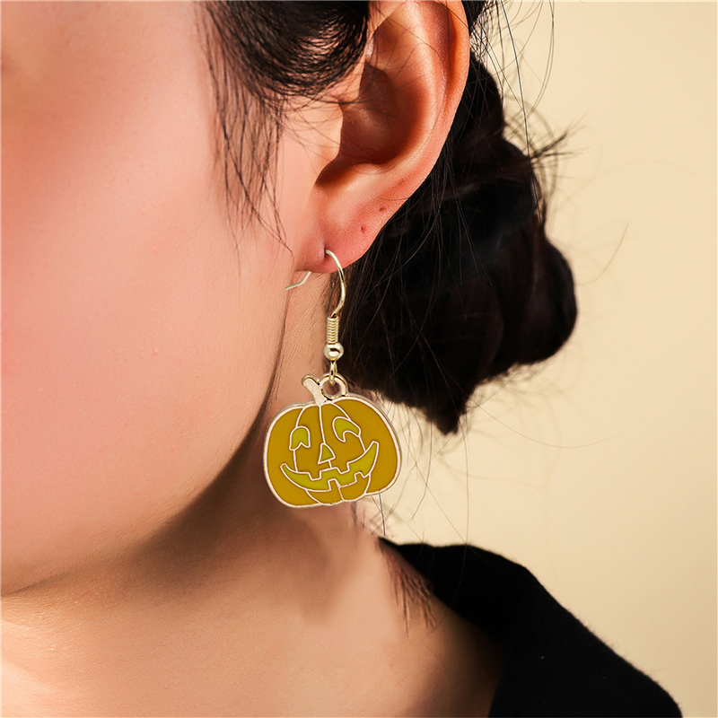 Adorable Halloween Pumpkin Earrings - Spooky Oil Drip Alloy Jewelry - Image 14