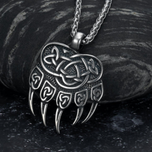 Asgard Handcrafted Stainless Steel Bear Paw Pendant Necklace Chain