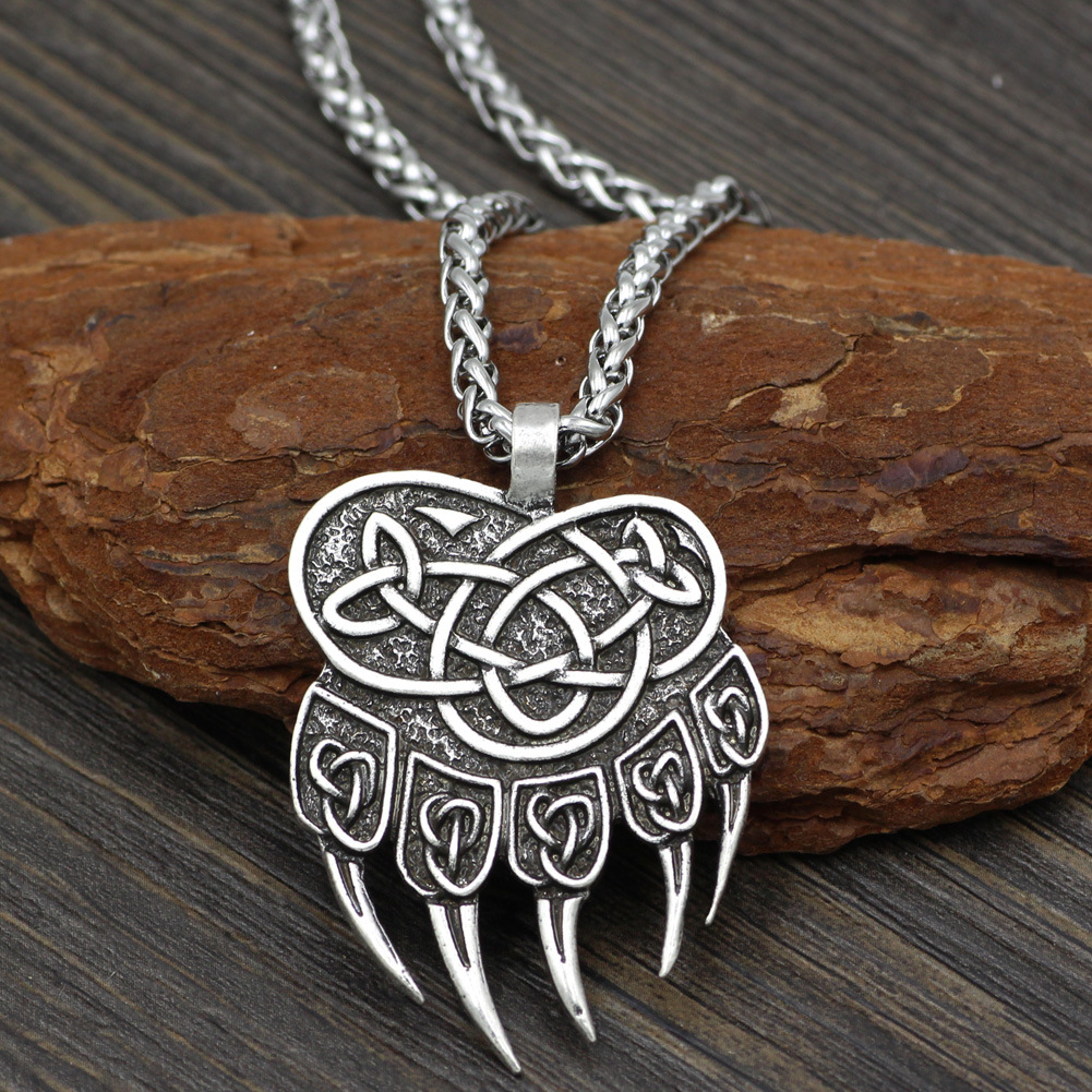 Asgard Handcrafted Stainless Steel Bear Paw Pendant Necklace Chain - Image 3