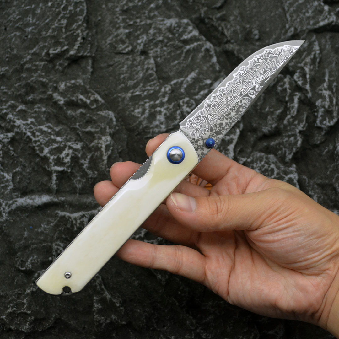 Damascus Steel Folding Knife - Portable Outdoor Knife for Adventurers - Image 6