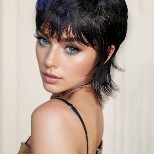 14-Inch Mullet Wig - Fluffy Layered Pixie Cut in Synthetic Short Straight Hair, High-Temperature Chemical Fiber, Ideal for Daily Wear, Parties, and Festivals.