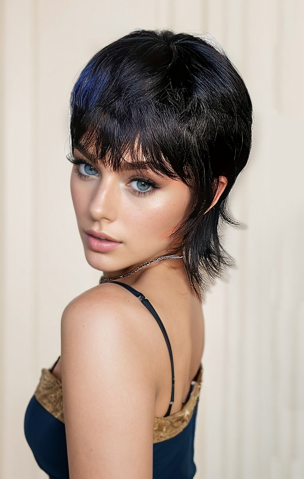 14-Inch Mullet Wig - Fluffy Layered Pixie Cut in Synthetic Short Straight Hair, High-Temperature Chemical Fiber, Ideal for Daily Wear, Parties, and Festivals.