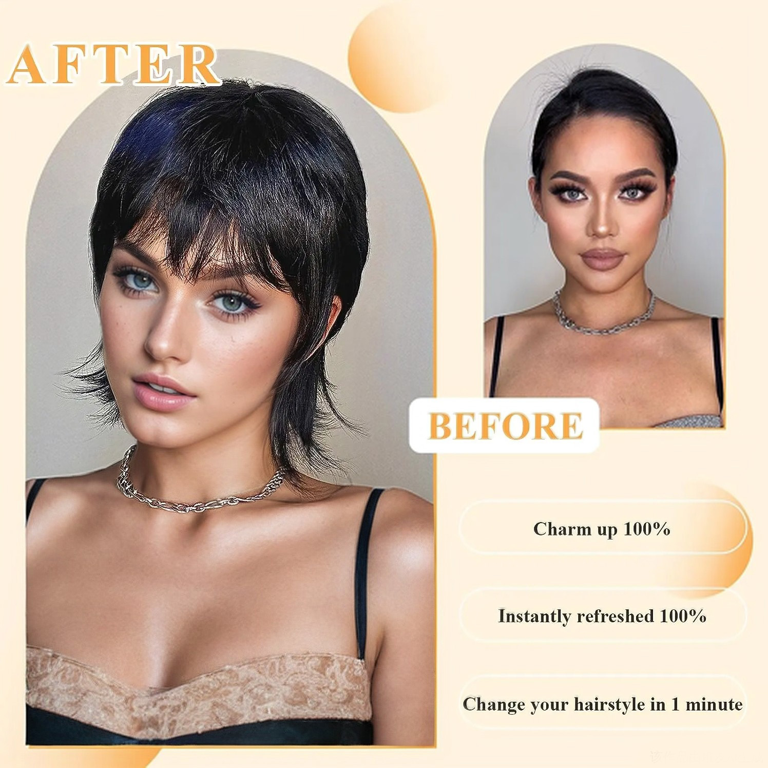 14-Inch Mullet Wig - Fluffy Layered Pixie Cut in Synthetic Short Straight Hair, High-Temperature Chemical Fiber, Ideal for Daily Wear, Parties, and Festivals. - Image 3