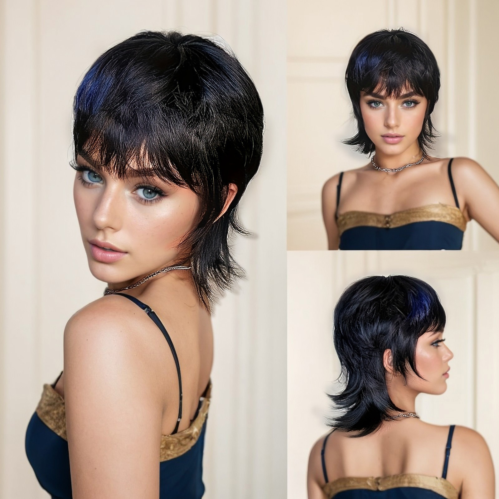 14-Inch Mullet Wig - Fluffy Layered Pixie Cut in Synthetic Short Straight Hair, High-Temperature Chemical Fiber, Ideal for Daily Wear, Parties, and Festivals. - Image 4