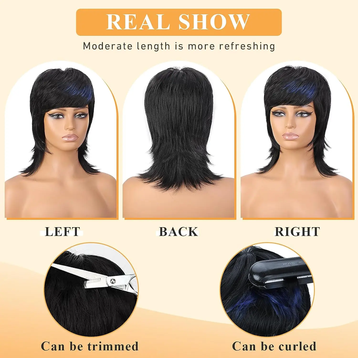 14-Inch Mullet Wig - Fluffy Layered Pixie Cut in Synthetic Short Straight Hair, High-Temperature Chemical Fiber, Ideal for Daily Wear, Parties, and Festivals. - Image 6