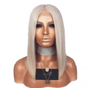 Stylish Silver Gray Short Hair Wig for Women – Inner Buckle, Middle Length, Chemical Fiber