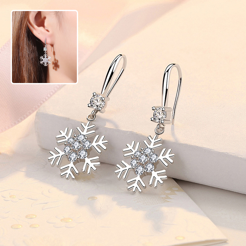 Stylish Temperament Snowflake Earrings with Rhinestones - Personalized Christmas Jewelry for Women